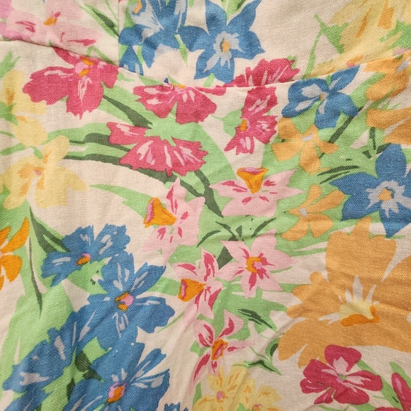 Floral Linen Blend Women's Mini‎ Dress Old Navy Fit & Flare XL Smocked Spaghetti - Picture 6 of 8